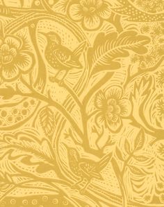 an intricately designed wallpaper with birds and flowers