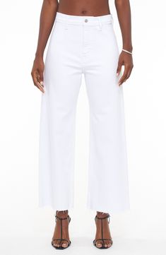 Pistola Penny High Waist Raw Hem Wide Leg Jeans | Nordstrom Cropped Polo Shirt, Scissor Cut, Cropped Wide Leg Pants, Women Clothing Boutique, Colored Denim, Cut Off Shorts, Chic Boutique, White Denim, Cropped Jeans