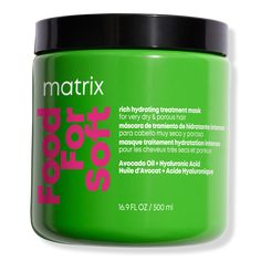 Food For Soft Rich Hydrating Treatment Mask - BenefitsProvides 72 hours of moisture retention, 7x more moisture, 5x smoother hair *Achieve frizz free, less porous hairLeaves hair hydrated and smooth with a soft finish and extra shine*When used as a system of Food For Soft Shampoo, conditioner or mask, & oil versus non-conditioning shampooKey IngredientsInfused with avocado oil & hyaluronic acidDisclaimersPacakging may vary - Food For Soft Rich Hydrating Treatment Mask Heated Hair Brush, Heat Damaged Hair, Porous Hair, Matrix Hair, How To Grow Your Hair Faster, Hair Oil Serum, Conditioner Hair Mask, Hydrating Shampoo, Hydrate Hair