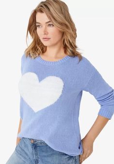 You'll heart everything about this pullover sweater. Featuring a relaxed silhouette, scoop neckline and long sleeves with drop shoulders, the eyelash heart Platinum Credit Card, Special Birthday, Scoop Neckline, Pullover Sweater, Drop Shoulder, Pullover Sweaters, Sweater Top, Eyelashes, Long Sleeves