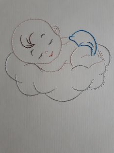 a drawing of a baby sleeping on top of a cloud