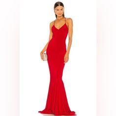 Norma Kamali X Revolve Low Back Slip Mermaid Fishtail Gown In Red New Size S $350 Details 95% Poly, 5% Spandex Made In China Hand Wash Partially Lined Pull-On Styling Crossover Shoulder Straps Style Runs Large, Size Down Style Runs Large, Size Down Shoulder Seam To Hem Measures Approx 70" In Length Bin 30 Red Fitted Backless Gown, Red Fishtail Dress For Formal Occasions, Fitted Backless Evening Dress For Red Carpet, Red Backless Formal Gown, Red Mermaid Maxi Dress For Wedding, Red Maxi-length Mermaid Dress For Wedding, Red Maxi Length Mermaid Dress For Wedding, Red Fitted Mermaid Dress With Sweep Train, Red Mermaid Hem Gown With Sweep Train