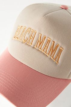 Polyester Imported | Beach Mama Trucker Hat by Worn/West in Pink, Women's, Polyester at Anthropologie Cute Trucker Hats, Beach Mama, Soft Girl, 50 Fashion, Trucker Hats, Tulum, Trucker Cap, Summer Girls, New Day