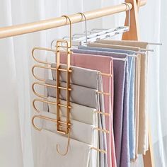 the clothes hangers are organized and ready to be hung