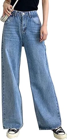 Limited-time deal: HDLTE Women Ripped Boyfriends Jeans Distressed High Waist Baggy Denim Pants Wide Leg Straight Trousers Y2k Streetwear Pants… Women Wide Leg Jeans, High Waist Baggy Jeans, Vintage Boyfriend Jeans, Baggy Jeans For Women, Wide Legged Jeans, Bauchfreies Top, Dress Up Jeans, Jeans Store, Ripped Boyfriend Jeans