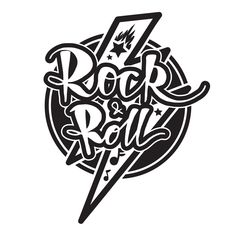 rock and roll lettering with lightning bolt in the middle stock photo, images and royalty