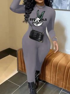 LW Plus Size One Piece Cartoon Letter Print Jumpsuit – Women Clothing Online Store21 Solid Color Overall Jumpsuits And Rompers For Fall, Gray Jumpsuits And Rompers For Spring, Gray Solid Color Jumpsuit For Spring, Spring Gray Solid Color Jumpsuit, Gray Stretch Long Sleeve Jumpsuit, Gray Stretch Long Sleeve Jumpsuits And Rompers, Casual Solid Color Bodysuit For Fall, Trendy Solid Color Jumpsuits And Rompers For Fall, Long Sleeve Solid Color Jumpsuit For Spring