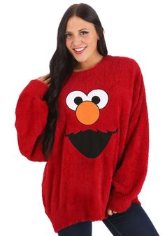 Fun Oversized Winter Sweater, Fun Long Sleeve Winter Sweater, Oversized Fun Winter Sweatshirt, Fun Crew Neck Winter Sweater, Oversized Fun Fall Sweater, Oversized Fun Sweater For Fall, Sesame Street Big Bird, Cute Group Halloween Costumes, The Count