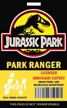 the back side of a park ranger ticket with an image of a dinosaur on it