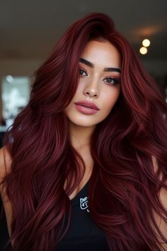 91+ Dark Red Hair Color Ideas for a Bold New You Fall Hair Color For Brunettes Red Dark Auburn Highlights, Elegant Red Hair, Dark Red Burgundy Hair, Fall Hair Colors For Pale Skin, Scarlet Red Hair, Red Burgundy Hair, Deep Red Hair, Wine Hair Color