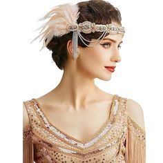 Season:All Seasons; Gender:Women's; What's in the box:Headband; Types:Flapper Headband; Holiday:Halloween,Carnival,Masquerade; Style:Vintage,1920s,The Great Gatsby; Occasion:Halloween; Material:Feather; Characters:The Great Gatsby; Listing Date:06/29/2023 Il Grande Gatsby, Great Gatsby Headpiece, Gatsby Accessories, Flapper Hair, Gatsby Hair, 1920s Headband, Gatsby Headpiece, Flapper Headpiece, 1920s Headpiece