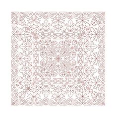 a red and white square pattern with an intricate design in the middle, on a white background