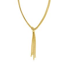 Ross-Simons - Italian Gold Over Silver Two-Strand Tassel Necklace. 18". The just-right piece to complete your chic go-to looks. From Italy, this 18kt yellow gold over sterling silver double-strand necklace dangles an on-trend tassel. Includes 2" extender. Drop adds 3 3/4" to the length. Lobster clasp, 18kt yellow gold over sterling silver tassel necklace. Silver Strand, Double Strand Necklace, Tassel Necklace, Tassels, Gold Necklace, Fine Jewelry, Yellow Gold, Yellow, Sterling Silver