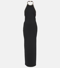 Globe Embellished Halterneck Dress in Black - Galvan | Mytheresa Victoria Beckham Dresses, Luxury Gowns, Chiffon Beach Dress, Ganni Dress, Galaxy Dress, Sack Dress, Victoria Beckham Dress, Alexander Mcqueen Dresses, Designer Maxi Dress