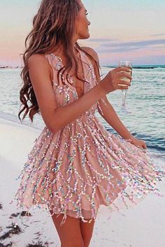 Cute Deep V Neck Short Homecoming Dress With Rhinestone,WD112 Elegantes Party Outfit, Fest Outfits, Short Homecoming Dress, Short Prom Dress, Sparkle Dress, Backless Mini Dress, Outfit Look, Homecoming Dresses Short, Hoco Dresses