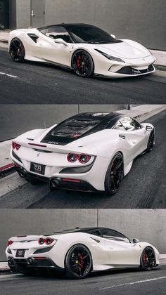 two different views of a white sports car