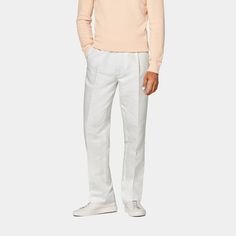 Exude understated elegance in these off-white pants, featuring a high-rise, relaxed straight leg cut, complete with a pleated front, and classic jetted-button back pockets. Custom Tuxedo, Perfect White Shirt, Tuxedo Shoes, Off White Pants, Tuxedo Accessories, Custom Made Suits, Dinner Jacket, Tuxedo Pants, Tuxedo Shirts