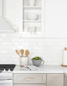 the kitchen counter is clean and ready for us to use in their cooking process,