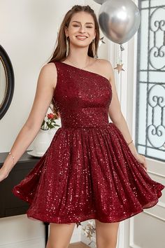 Dark Green Dress Short, Senior Hoco, One Shoulder Homecoming Dress, Prom Dress Burgundy, Lovely Partner, Dark Green Dress, Hoco Dress, Homecoming Dresses Long, Dress Occasion