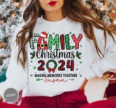 "Celebrate the holidays in coordinated style with our Family Christmas 2024 Shirts! These shirts are ideal for creating memories together on family trips, group gatherings, or warm Christmas pajama parties. Personalize them with your family's name for a unique touch, making this festive wear a fun and meaningful way to bond during the holidays. Perfect for making lasting memories and spreading the Christmas spirit!" If you want these items for different shirt colors, don't hesitate to get in touch with the shop via message so that we may assist you in selecting your preferred shirt color. Our store consistently helps its customers feel comfortable and get the most out of their buying experiences. Please contact our shop via message, if you have any more questions. Thank you and Wish You A Christmas Pajama Party, Name Christmas, Family Trips, Creating Memories, Warm Christmas, Group Shirts, Festive Wear, Christmas 2024, Pajama Party