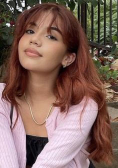 Ginger Mixed With Brown Hair, Red Hair Inspo Color Copper, Copper Hair Streaks, Strawberry Blonde Hair On Tan Skin, Ginger Asian Hair, Copper Hair Inspiration, Dyed Hair Brown Skin, Red Aesthetic Hair, Ginger Hair Women