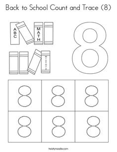 the number 8 worksheet for preschool to learn how to count and trace numbers