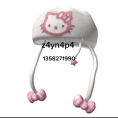 the hello kitty hat is white and pink