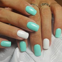 Vacation Nails Turquoise, Teal Vacation Nails, Short Blue Green Nails, Aqua Blue Nails Short, Bahama Blue Nails, Teal Acrylic Nails, Mint Nails, Unghie Sfumate, Teal Nails