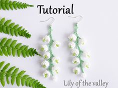 white flowers and green leaves are featured in this photo with the words,'lily of the valley '