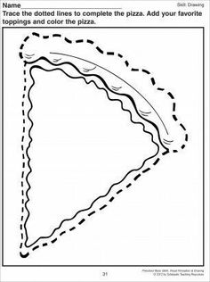 a piece of pizza that has been drawn in the shape of a half - eaten slice