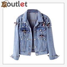 Stylish Denim Studded Jacket For Women Edgy Jacket, Streetwear Long Sleeve, Classic Wardrobe Essentials, Demin Jacket, Denim Coat Women, Outfits Mit Shorts, Denim Outerwear, Casual Outerwear, Jeans Jacket