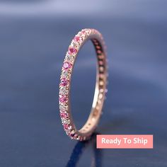 Natural Pink Sapphire Diamond Eternity Band Sapphire Wedding Band Anniversary Gifts for Her Women Promise Ring Moissanite Bridal Round Band - Etsy Anniversary Gifts For Her, Sapphire Wedding Band, Pink Color Schemes, Baby Pink Colour, Diamond Eternity Band, Subtle Elegance, Sapphire Wedding, Ring Moissanite, Pink Gemstones