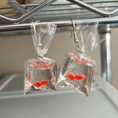 Brand New Goldfish Being Brought Home From The Fish Store For Your Aquarium! Fishhook Style They Are Hard, The Bags Are Solid. These Are So Original, Buy Them Before I Keep Them! Bundle And Save With Other Items From This Closet! Get More For Your Shipping Cost! Butterfly Chandeliers, Fish Store, Coach Earrings, Pom Pom Earrings, Fish In A Bag, Sea Glass Earrings, Long Dangle Earrings, Pretty Stuff, Cz Stud Earrings