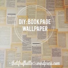 the words diy book page wallpaper are surrounded by old books