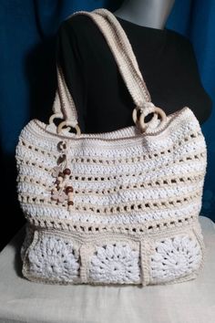 Crocheted shopping bag that has a small wallet that can be removed to help you leave your personal belongings so they won't get lost. It can be used for the beach as well as for shopping in stores. The size is not too big but also not too small. It is crocheted from cotton twine, very durable and strong, so that the bag can bear the weight. It can be used mostly in the summer months, but also throughout the year. The colors are bright and fit mostly with any everyday outfit. Size: 32 cm with 40 cm bag handles 59cm long with 3.5cm wide, the height from the top of the bag to the top of the bag handles is 33cm  wallet  15cm with 9cm material: 100% cotton twine wooden ornaments and wooden hoops The bag is unique and there is only one! White Large Capacity Handheld Beach Bag, White Handheld Beach Bag With Large Capacity, Large Capacity White Handheld Beach Bag, White Shoulder Bag With Top Carry Handle For Vacation, Lightweight Cream Rectangular Bag, Lightweight Bags For Daily Use, White Beach Bag With Top Carry Handle, White Handheld Shoulder Bag For Beach Season, Square Beach Bag With Top Carry Handle