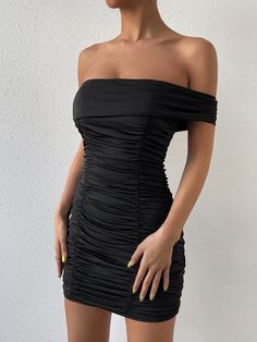 Off Shoulder Strapless Robe Backless Bodycon Party Mini Dress Party Mini Dress, Stretch Dress, Mini Dress Party, Above Knee, Mini Black Dress, Dress Length, Sleeve Styles, Off Shoulder, Elastic Waist