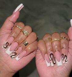 Drip Nails, Simple Acrylic Nails, Dope Nail Designs, Classy Acrylic Nails, Long Acrylic Nails Coffin, Acrylic Nails Coffin Pink, Snake Pattern, Long Square Acrylic Nails