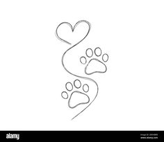 an animal's paw and heart shape with the word love written in black ink