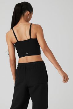 Cool contrasting piping along the straps, sides, hem and bust gives this tank a touch of ’90s nostalgia. It’s all made from cottony-soft, smoothing Airbrush with a square neckline (so sleek) and a supportive built-in shelf bra. Let the cropped hem hover above high-waisted leggings for a perfect studio-to-street look. Black Tank Top With Wide Adjustable Straps, Sporty Cotton Tank Top With Adjustable Straps, Black Sporty Tank Top With Adjustable Straps, Sporty Black Tank Top With Adjustable Straps, Sporty Tank Top With Adjustable Straps For Everyday, Sporty Camisole With Adjustable Straps, Everyday Black Tank Top With Adjustable Straps, Black Spaghetti Strap Camisole For Everyday, Black Spaghetti Straps Camisole