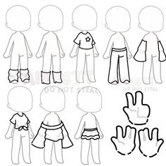 the paper doll's clothes and hand gestures are shown in black and white, with one