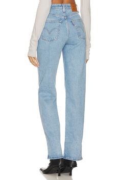 Levi's® highest high rise yet. The Ribcage Jean — with its soaring 12-inch rise — has become a hip-slimming, waist-defining, leg-lengthening obsession. This fit will show off your figure and make you feel as amazing as you look. 12" high rise 32" inseam Button fly 99% Cotton, 1% Elastane Levi's High Rise Fitted Pants, Levi's Fitted Straight Bottoms, Levis Ribcage Straight, Ribcage Jeans, Levis Ribcage, Rib Cage, Samba, Tango, Straight Jeans