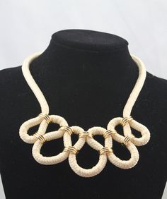 INSPIRATION ~ {with crocheted tubes}...........statement woven necklace by TopQuality918 Crochet Jewelry Necklace, Necklace Inspiration, Woven Necklace, Cord Jewelry, Fiber Jewelry, Fabric Necklace, Textile Jewelry, African Jewelry