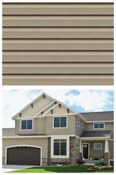 two pictures showing different types of sidings and the same color as they appear in this house