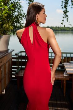 Long mermaid dress with train made of stretch-crepe   Hook and fastenings zip at back, buttons    Dry clean    Shown color: Red    Made In EU Mermaid Dress With Train, Long Mermaid Dress, Dress With Train, Corset Skirt, Luxury Wear, Couture Tops, Stretch Crepe, Flagship Store, Mermaid Dress