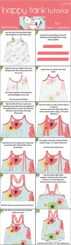 the instructions for how to make an easy tank top