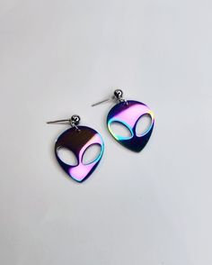 Metallic Alien Earrings Iridescent Drop Earrings For Pierced Ears, Alien Earrings, New Paltz Ny, New Paltz, Jewelry Earrings Dangle, Etsy Earrings, Dangle Drop Earrings, Dangle Earrings, Jewelry Earrings