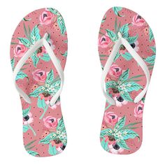 Coral Pink Summer Flowers Flip Flops, Men's, Size: Womens 5/6 - Mens 4/5, Black Footbed Gender: male. Age Group: adult. Summer Monogram, Timeless Shoes, Teal Background, Shades Of Teal, Floral Fashion, Pink Summer, Mens Fashion Shoes, Beach Wear, Summer Flowers