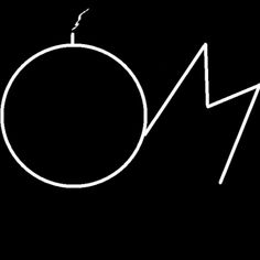 a black and white drawing of the letter o with an arrow pointing up at it