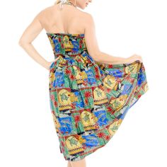 LA LEELA Women's Summer Vintage Evening Party Midi Casual Dress Flowy Tube Top Strapless for Women One Size Multicolored, Fish Flowy Tube Top, Midi Casual Dress, Ruffle Tube Top, Pool Wear, Beach Walks, Top Strapless, Fish Pattern, Tube Top Dress, Dress Flowy