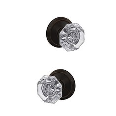 two door knobs with crystal glass handles